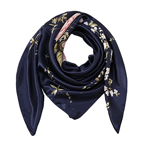 RIIQIICHY Head Scarf for Women Like Silk Satin Scarf for Hair Wrapping at Night Bandana Square Scarf for Sleeping 35 Inch