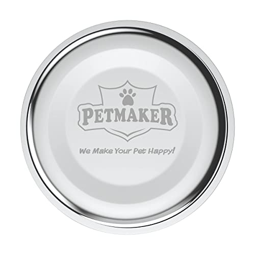 Set of 2 Stainless-Steel Dog Bowls - Cage, Kennel, and Crate Hanging Pet Bowls for Food and Water - 8oz Each and Dishwasher Safe by PETMAKER, Silver