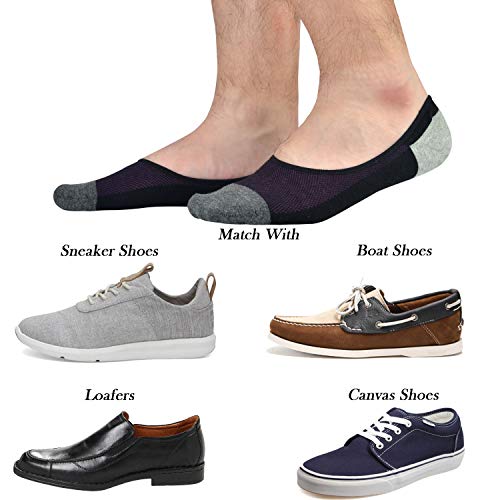 JORMATT Genuine Mens No Show Socks, Loafer Sneakers Low Cut Cotton Socks With Non Slip Grips