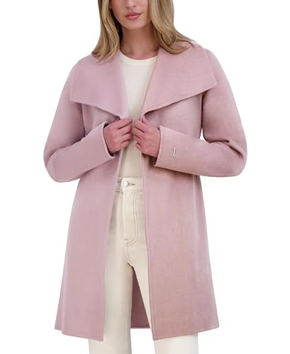 TAHARI Women's Ella Lightweight Double Face Wool Wrap Coat with Tie Belt