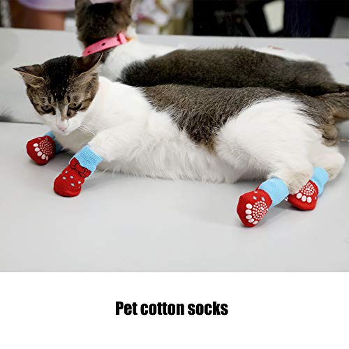 2Sets Lovely Paw Socks for Dog Cat Non-Slip Knitted Pet Socks Feet Socks Size S-L