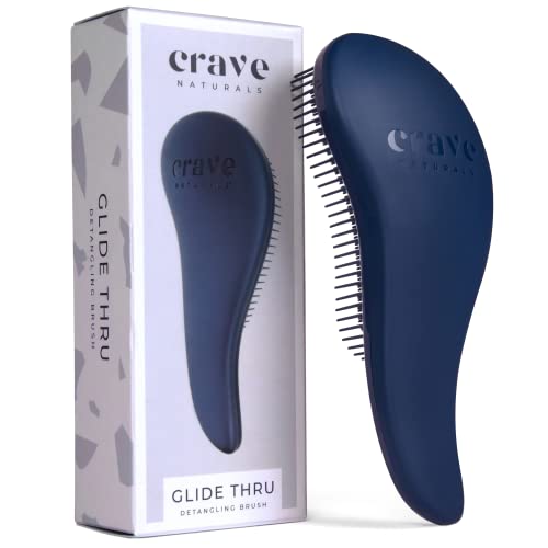 Crave Naturals Glide Thru Detangling Brush for Adults & Kids Hair - Detangler Brush for Natural, Curly, Straight, Wet or Dry Hair - Hairbrush for Men & Women, Little Girl Hair Accessories, Turquoise