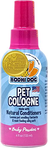 Bodhi Dog Natural Dog Cologne | Premium Scented Deodorizing Body Spray for Dogs & Cats | Dog Perfume w/Natural Dog Conditioner (Baby Powder, 4 Fl Oz)