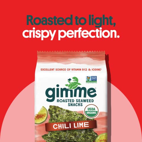 gimMe - Sea Salt & Avocado Oil - 0.16 Oz (Pack of 20) - Organic Roasted Seaweed Sheets - Keto, Vegan, Gluten Free - Great Source of Iodine & Omega 3’s - Healthy On-The-Go Snack for Kids & Adults