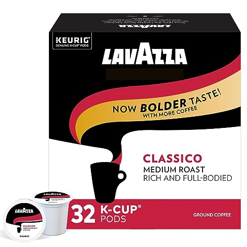 Lavazza Classico Single-Serve Coffee K-Cup® Pods for Keurig® Brewer, Caps Classico, 32 Count, Full-bodied medium roast with rich flavor and notes of dried fruit, Value Pack