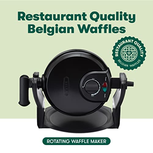 BELLA Classic Rotating Belgian Waffle Maker with Nonstick Plates, Removable Drip Tray, Adjustable Browning Control and Cool Touch Handles, Stainless Steel, 13991