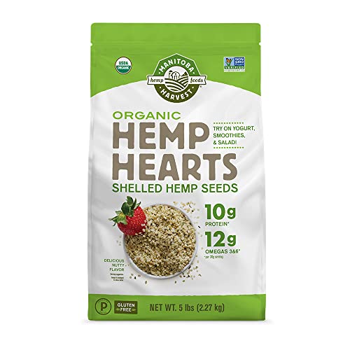 Organic Hemp Seeds, 18oz; 10g Plant Based Protein and 12g Omega 3 & 6 per Srv | smoothies, yogurt & salad | Non-GMO, Vegan, Keto, Paleo, Gluten Free| Manitoba Harvest