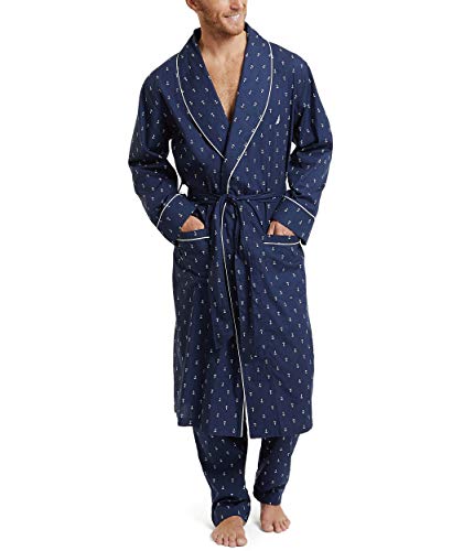 Nautica mens Long-sleeve Lightweight Cotton Woven-robe Bathrobe