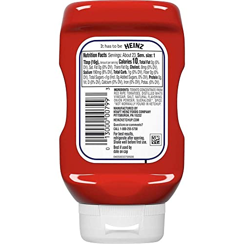 Heinz Tomato Ketchup with No Sugar Added (13 oz Bottle)