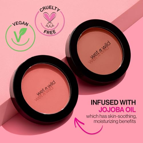 wet n wild Color Icon Blush, Effortless Glow & Seamless Blend infused with Luxuriously Smooth Jojoba Oil, Sheer Finish with a Matte Natural Glow, Cruelty-Free & Vegan - Pinch Me Pink