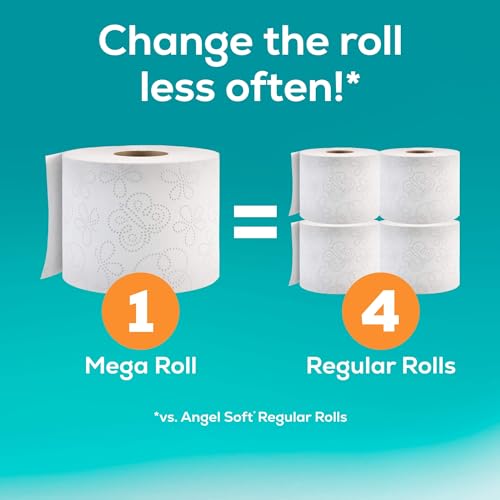 Angel Soft Toilet Paper with Fresh Linen Scented Tube, 8 Mega Rolls = 32 Regular Rolls, Soft and Strong Toilet Tissue