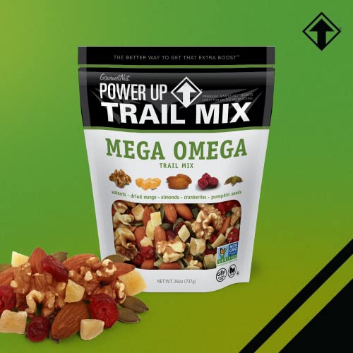 Power Up Premium Trail Mix - Mega Omega Trail Mix 14oz, Gluten Free, Vegan, Non-GMO