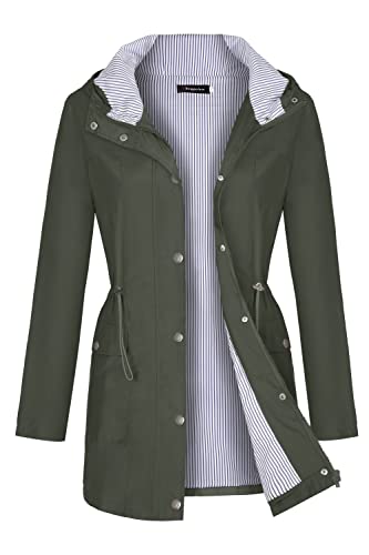 Bloggerlove Rain Jacket Women Lightweight Raincoat Waterproof Windbreaker Striped Climbing Outdoor Hooded Trench Coats S-XXL