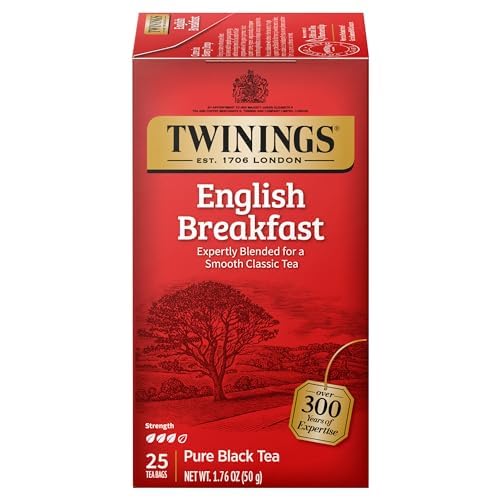 Twinings Decaffeinated English Breakfast Individually Wrapped Black Tea Bags, 20 Count Pack of 6, Flavourful & Robust