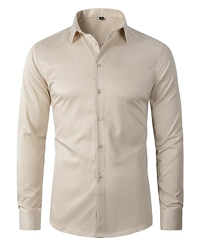 Beninos Mens Long Sleeve Slim Fit Dress Shirts