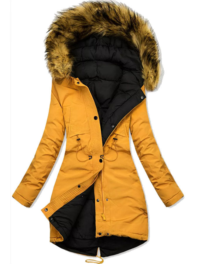 Women's Hooded Fur Collar Cotton-padded Coat Warm Winter Thick Coat