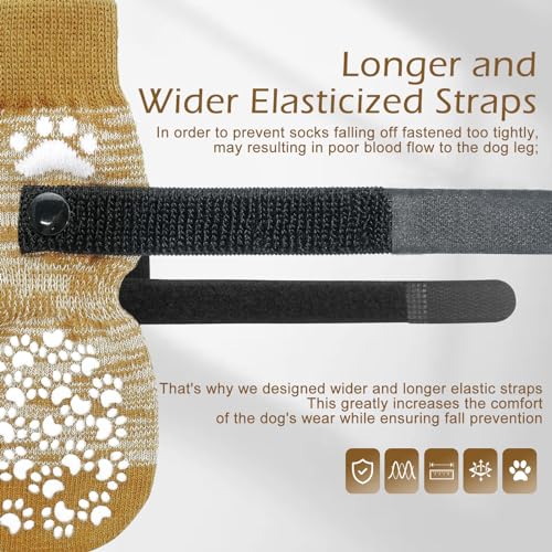 EXPAWLORER Double Side Anti-Slip Dog Socks - Dog Booties for Hot Pavement, Adjustable Pet Paw Protector, Traction Control Non-Skid for Indoor on Hardwood Floor Wear,Dog Shoes for Outdoor