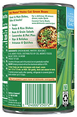 Del Monte Petite Cut Green Beans, 14.5 Oz, (Pack Of 12)