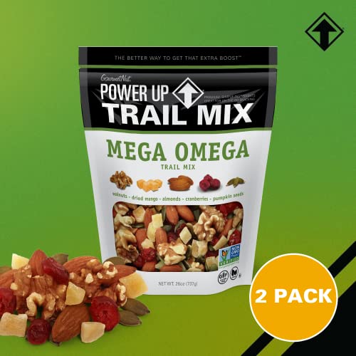 Power Up Premium Trail Mix - Mega Omega Trail Mix 14oz, Gluten Free, Vegan, Non-GMO