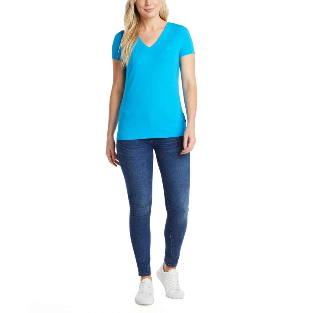 Nautica Women's Easy Comfort V-Neck Supersoft Stretch Cotton T-Shirt