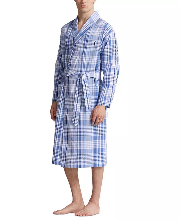 POLO RALPH LAUREN Men's 100% Cotton Woven Plaid Robe