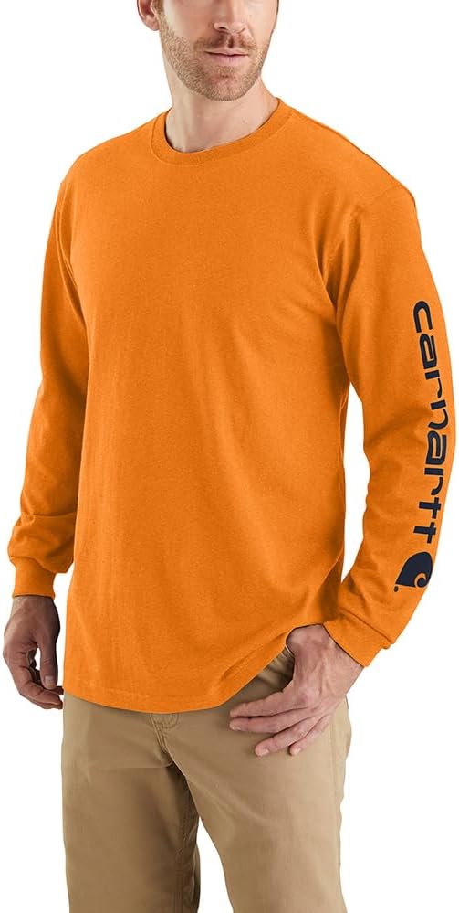 Carhatt Mens Loose Fit Heavyweight LongSleeve Logo Sleeve Graphic TShirt