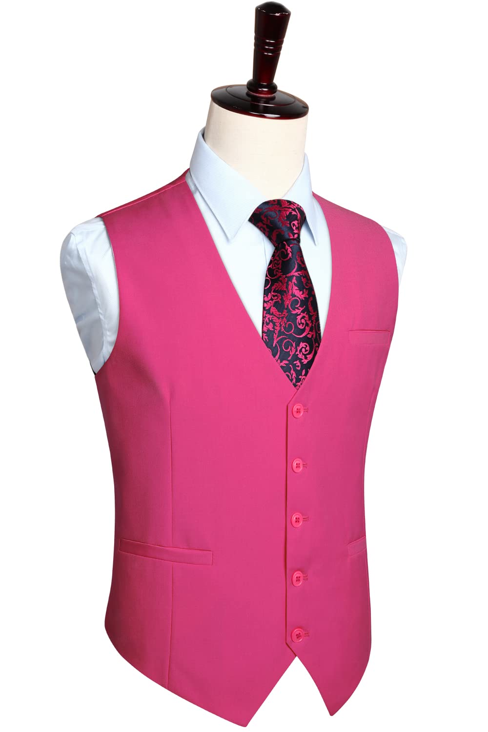 HISDERN Men's Suit Vest Business Formal Dress Waistcoat Vest with 3 Pockets for Suit or Tuxedo