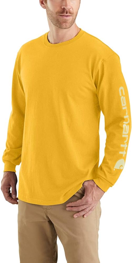 Carhatt Mens Loose Fit Heavyweight LongSleeve Logo Sleeve Graphic TShirt