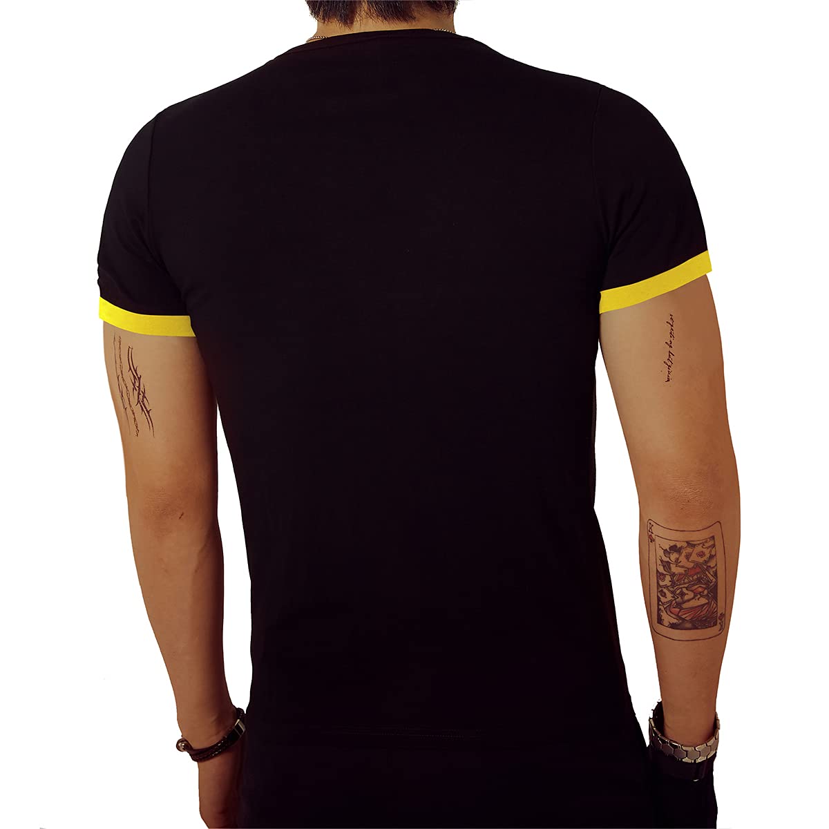 LOGEEYAR Mens Slim Fit T-Shirt Contrast Color Tee Gradient Stitching Short-Sleeve Cotton Tops