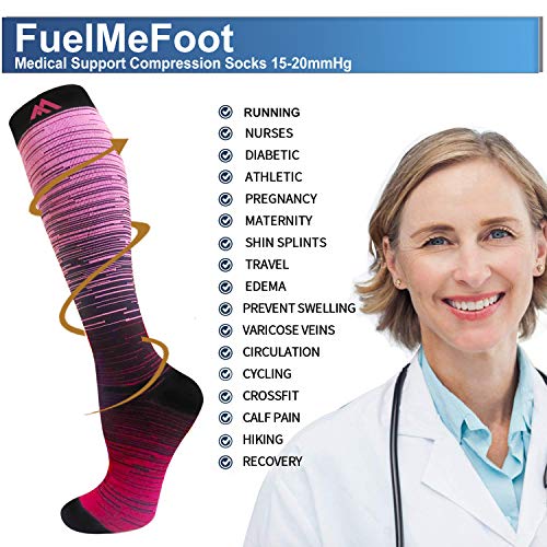 FuelMeFoot 3 Pack Copper Compression Socks - Compression Socks Women & Men Circulation - Best for Medical,Running,Athletic