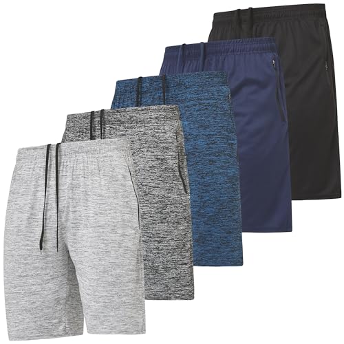 Ultra Performance Mens 5 Pack Athletic Running Shorts, Basketball Gym Workout Shorts for Men with Zippered Pockets