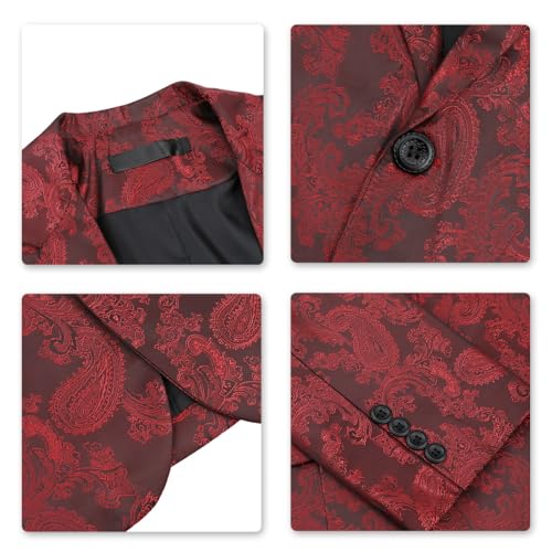 Cloudstyle Mens 2 Piece Paisley Dress Suit One Button Party Wedding Blazer Pants Sets