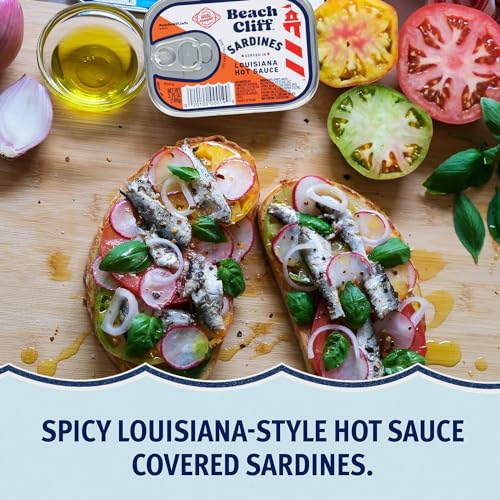 Beach Cliff Sardines in Water, 3.75 oz Can (Pack of 12) - Wild Caught Sardines - 12g Protein per Serving - Gluten Free, Keto Friendly - Great for Pasta & Seafood Recipes,