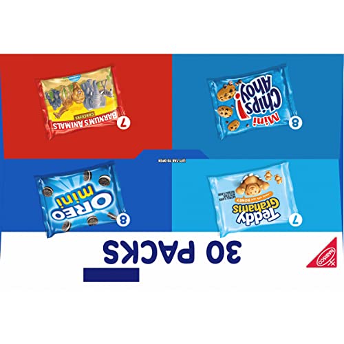 Nabisco Team Favorites Variety Pack, OREO Mini, CHIPS AHOY! Mini, Teddy Grahams Honey & Barnum's Animal Crackers, 30 Snack Packs