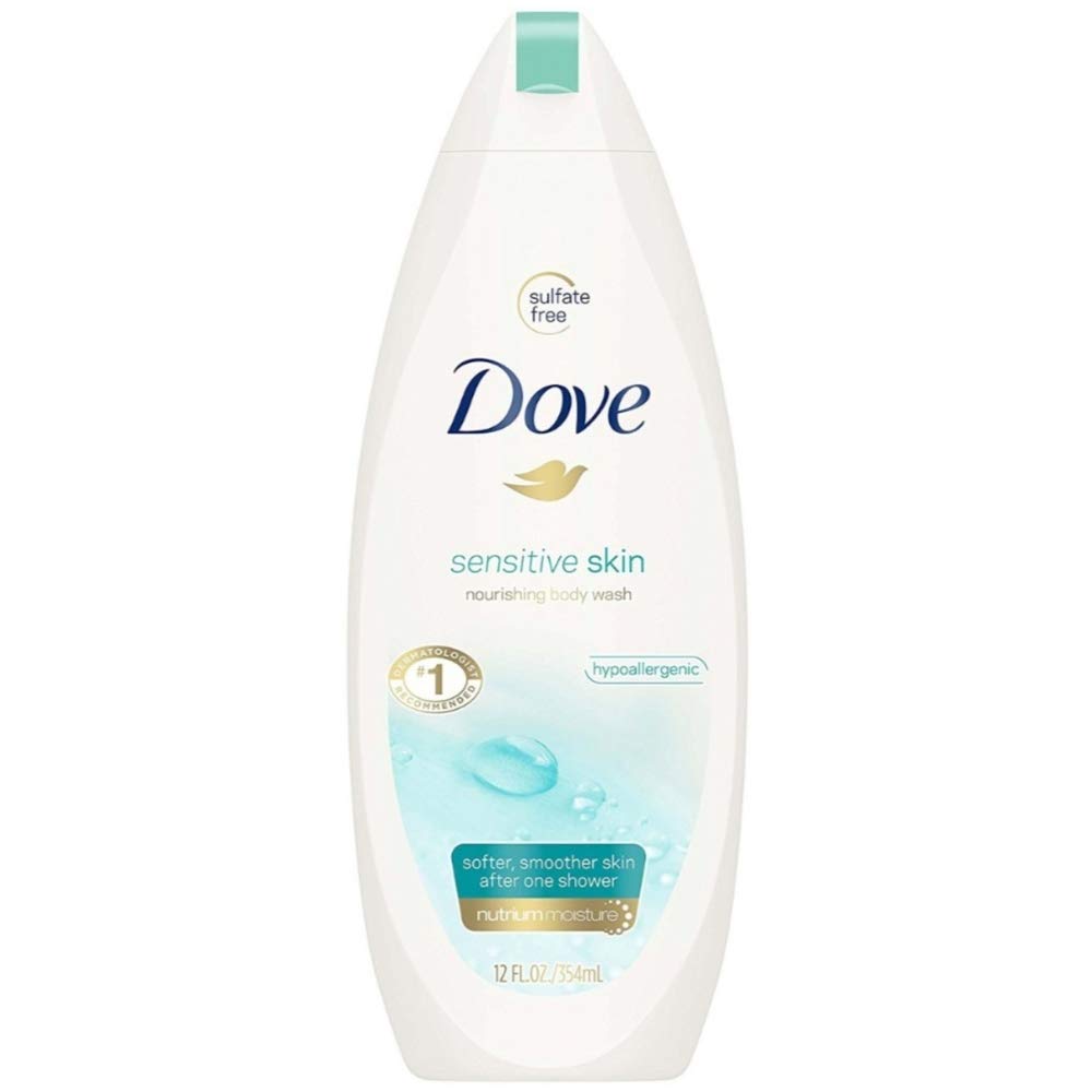 Dove Body Wash with Pump Sensitive Skin Hypoallergenic, Paraben-Free, Sulfate-Free, Cruelty-Free, Moisturizing Skin Cleanser Effectively Washes Away Bacteria While Nourishing Skin 30.6 oz