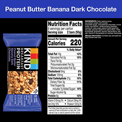 KIND Breakfast, Healthy Snack Bar, Almond Butter, Gluten Free Breakfast Bars, 8g Protein, 1.76 OZ Packs (6 Count)