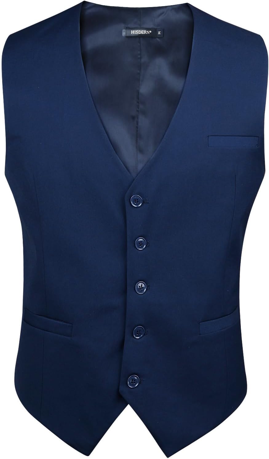 HISDERN Men's Suit Vest Business Formal Dress Waistcoat Vest with 3 Pockets for Suit or Tuxedo