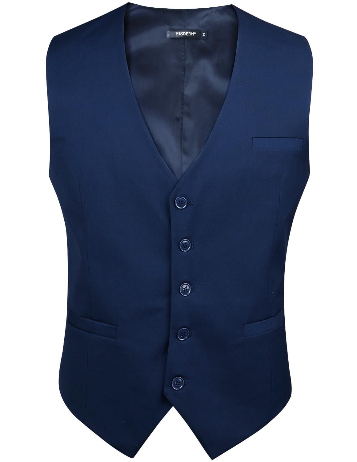 HISDERN Men's Suit Vest Business Formal Dress Waistcoat Vest with 3 Pockets for Suit or Tuxedo