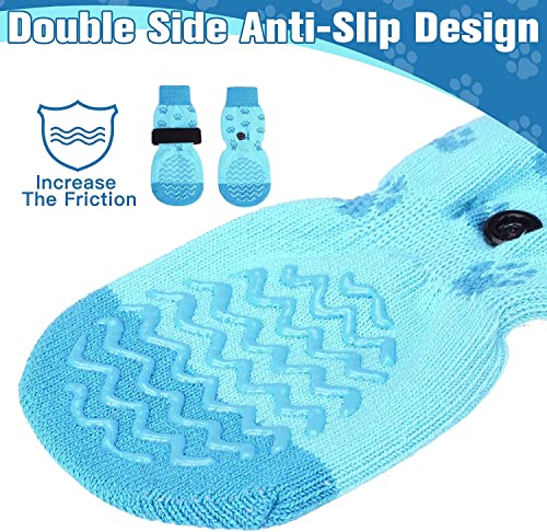 EXPAWLORER Double Side Anti-Slip Dog Socks - 3 Pairs Dog Grip Socks with Straps Traction Control, Pet Paw Protection for Small Medium Large Dogs Indoor Wear on Hardwood Floor