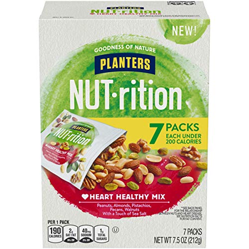 Planters NUT-RITION MEN'S HEALTH Recommended Nut Mix with Peanuts, Almonds, Pistachios Sea Salt, 7 ct of 1.25 oz Packs