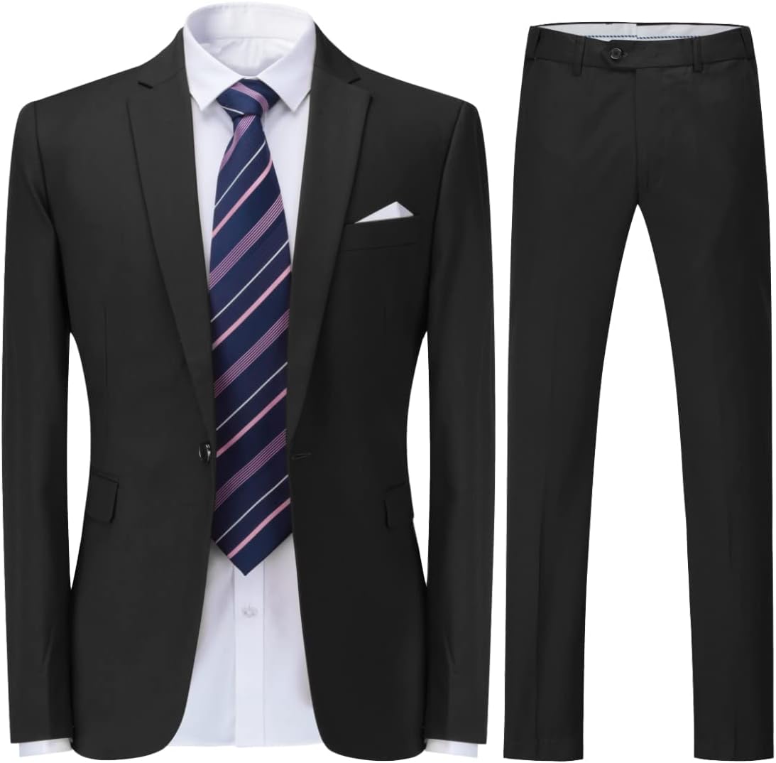 Cloudstyle Men's Suit Single-Breasted One Button Center Vent 2 Pieces Slim Fit Formal Suits