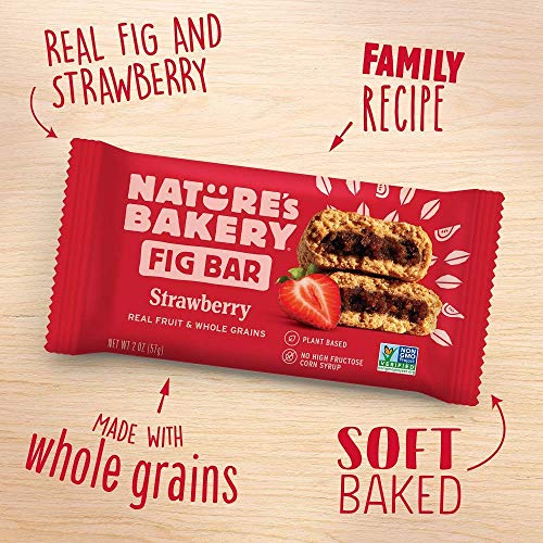 Natureâ€™s Bakery Whole Wheat Fig Bars, Blueberry, Real Fruit, Vegan, Non-GMO, Snack bar, Twin packs- 12 count