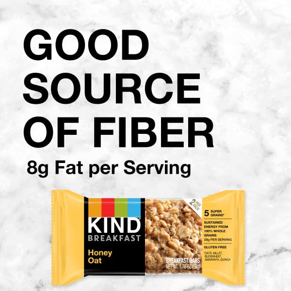 KIND Breakfast, Healthy Snack Bar, Almond Butter, Gluten Free Breakfast Bars, 8g Protein, 1.76 OZ Packs (6 Count)