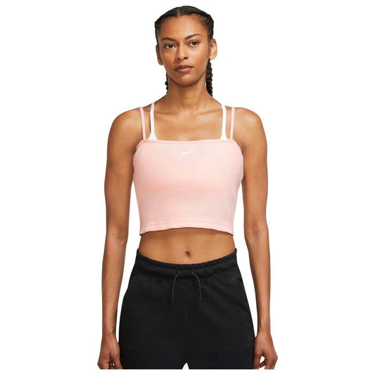 Nike Women's Sportwear Essential Ribbed Crop Top (Pink) Size XL