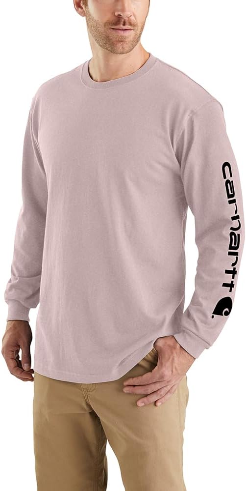 Carhatt Mens Loose Fit Heavyweight LongSleeve Logo Sleeve Graphic TShirt