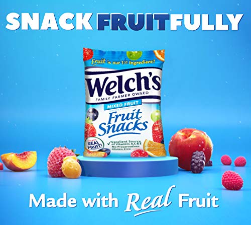 Welch's Fruit Snacks, Mixed Fruit, Perfect for School Lunches, Gluten Free, Bulk Pack, Individual Single Serve Bags, 0.8 oz (Pack of 40)