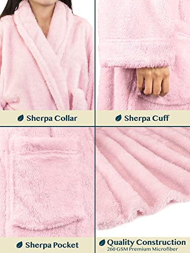 PAVILIA Premium Womens Plush Soft Robe Fluffy, Warm, Fleece Sherpa Shaggy Bathrobe