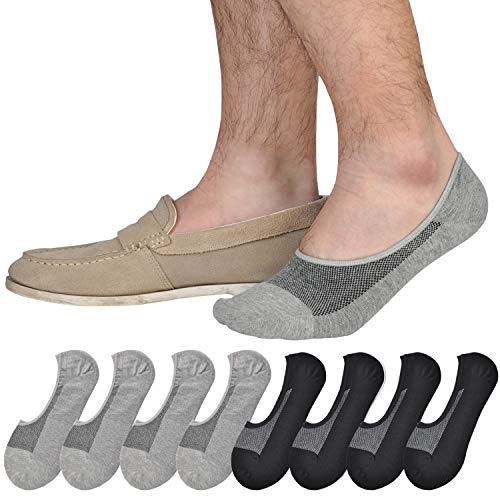 JORMATT Genuine Mens No Show Socks, Loafer Sneakers Low Cut Cotton Socks With Non Slip Grips