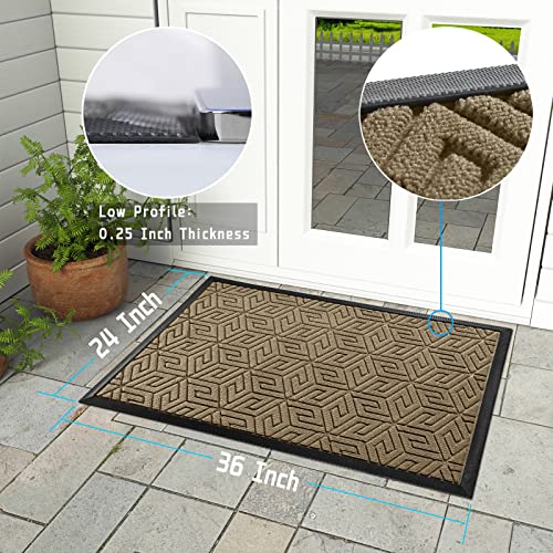 Yimobra Sturdy Front Entrance Door Mat, Heavy Duty Outdoor Indoor Doormat Entryway Floor Mat, Non Slip Rubber Backing, Easy Clean Shoe Scraper, Waterproof, Patio, Lawn, 17x29.5 Inch, Black