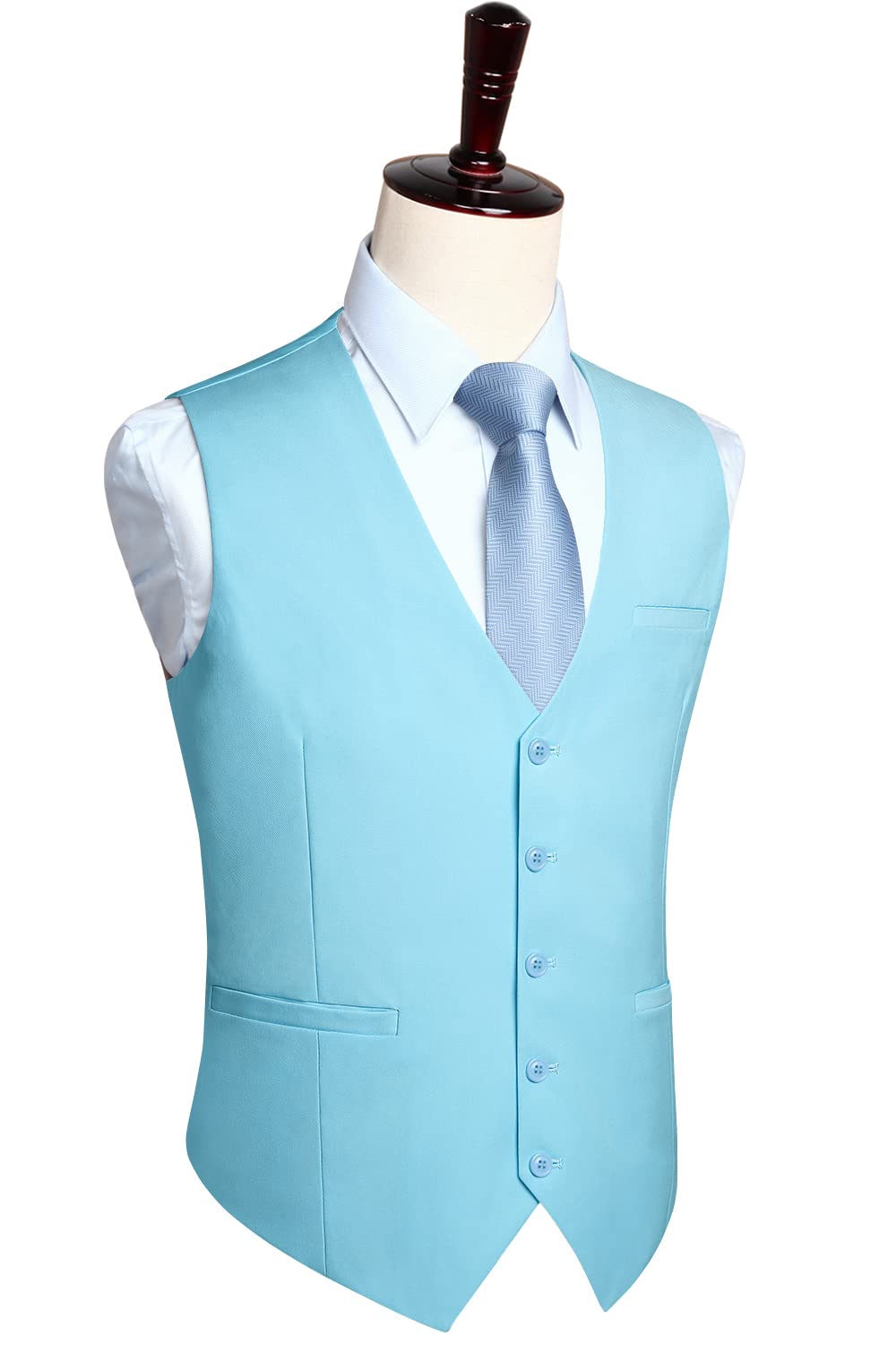 HISDERN Men's Suit Vest Business Formal Dress Waistcoat Vest with 3 Pockets for Suit or Tuxedo